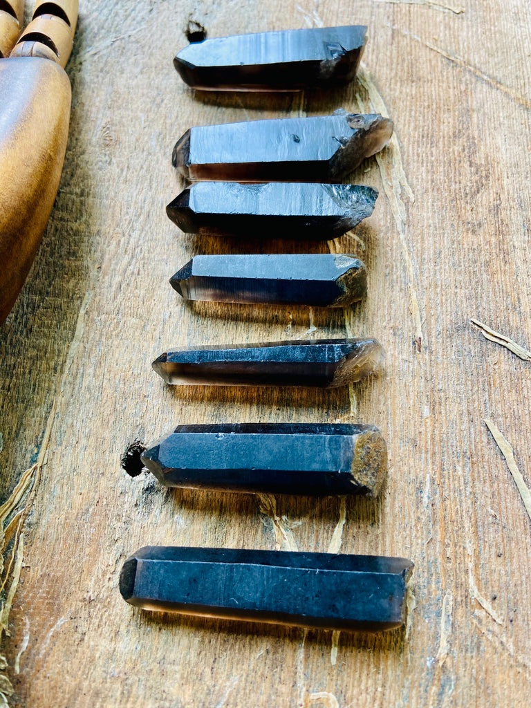 BLACK SMOKEY TIBETAN QUARTZ CRYSTALS