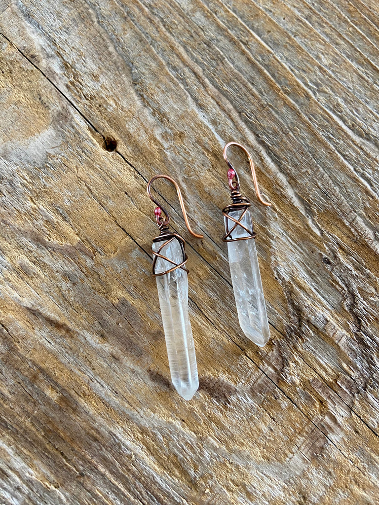 CRYSTAL QUARTZ EARRINGS COPPER