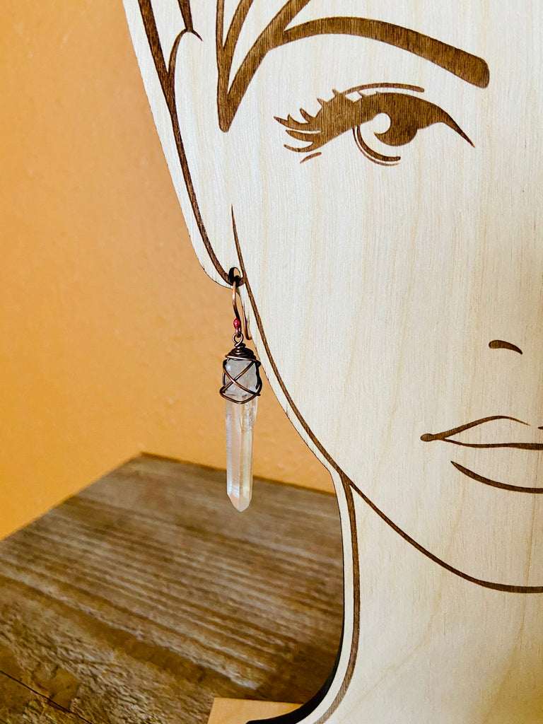 CRYSTAL QUARTZ EARRINGS COPPER