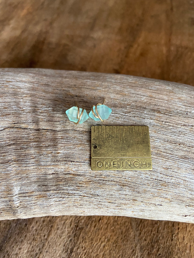 AQUA CHALCEDONY STUD EARRINGS