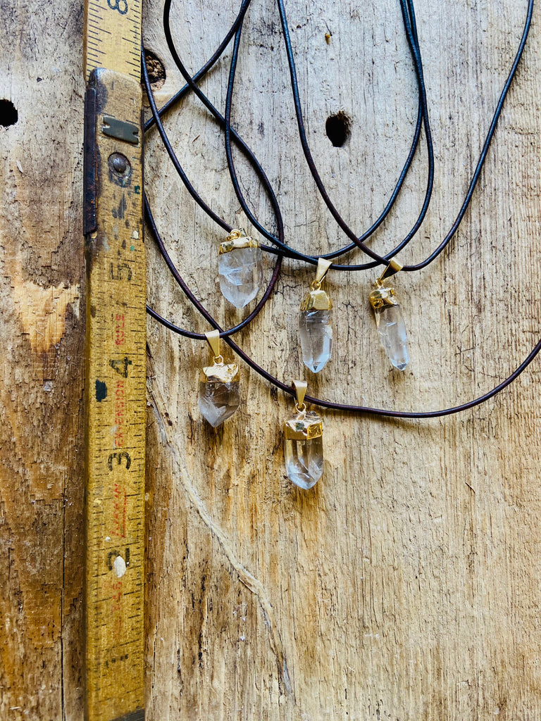 Crystal Quartz Necklace Gold