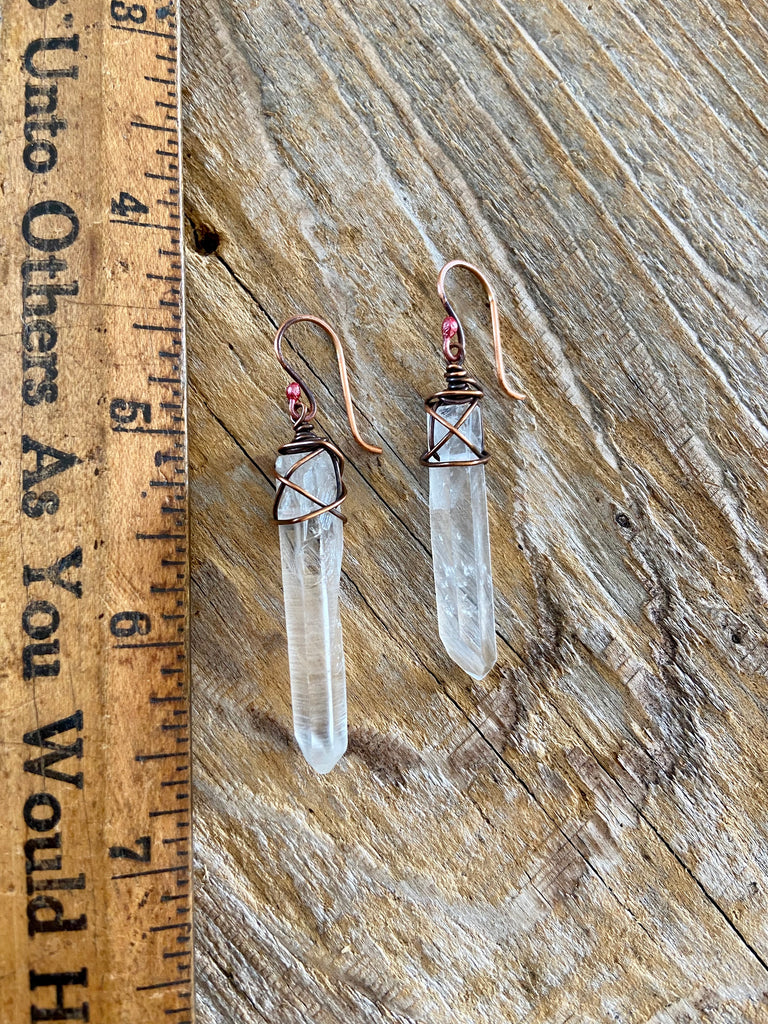 CRYSTAL QUARTZ EARRINGS COPPER