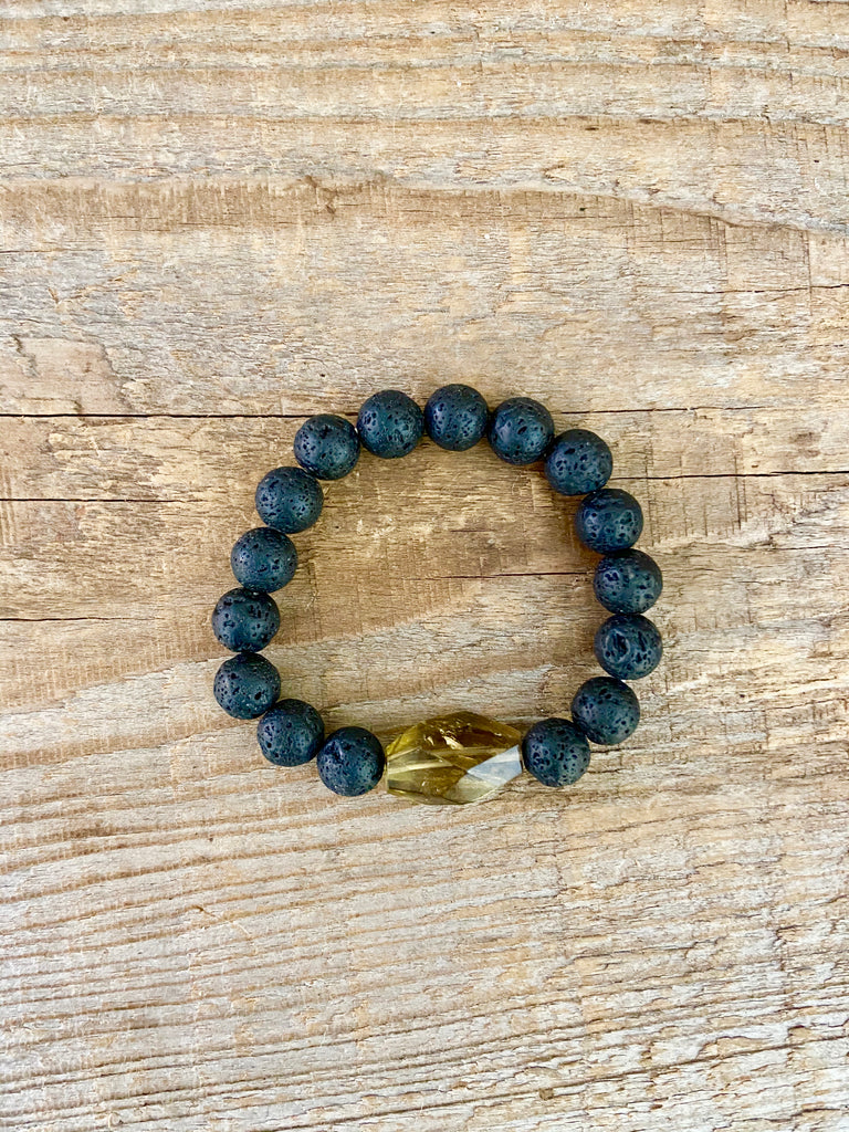 BOURBON QUARTZ ~ LAVA ROCK BRACELET