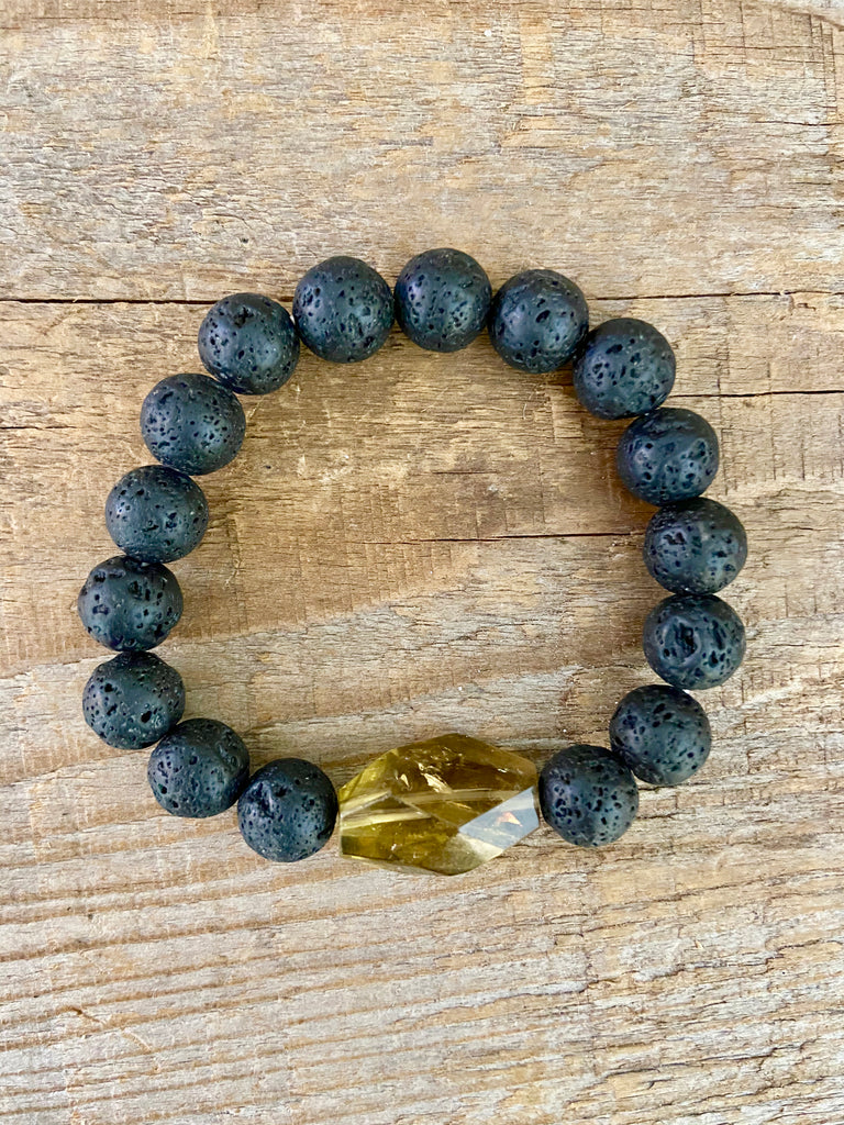 BOURBON QUARTZ ~ LAVA ROCK BRACELET