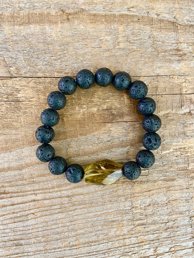 BOURBON QUARTZ ~ LAVA ROCK BRACELET