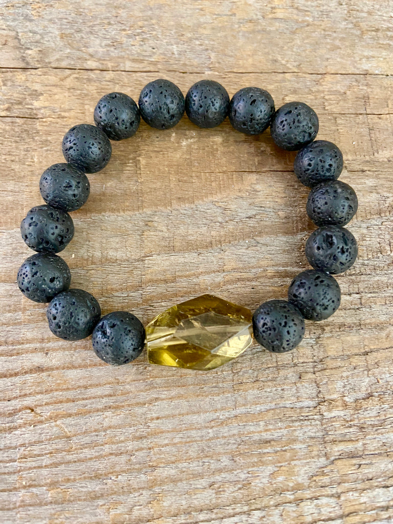 BOURBON QUARTZ ~ LAVA ROCK BRACELET