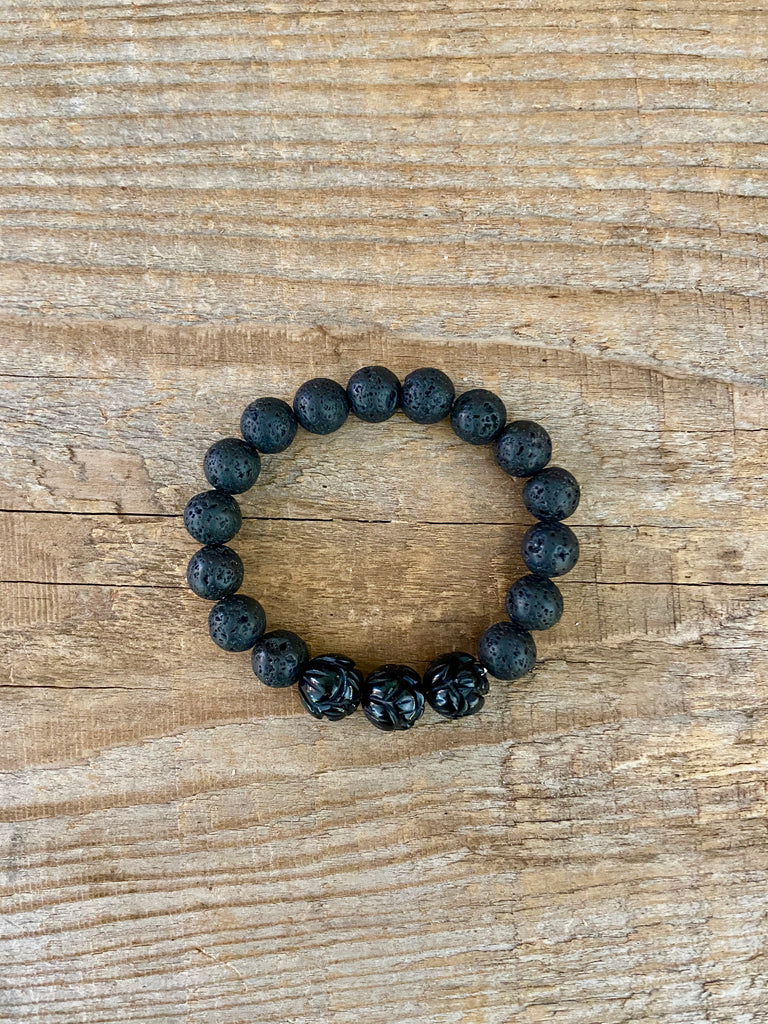 BLACK ONYX ~ LAVA ROCK BRACELET