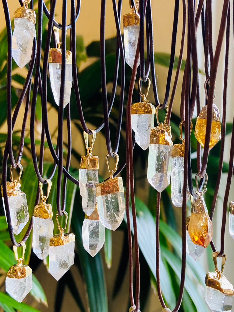 Crystal Quartz Necklace Gold