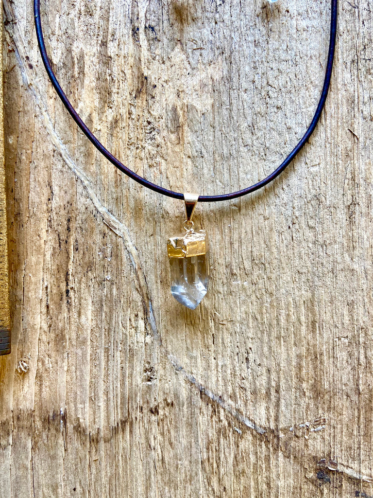 Crystal Quartz Necklace Gold