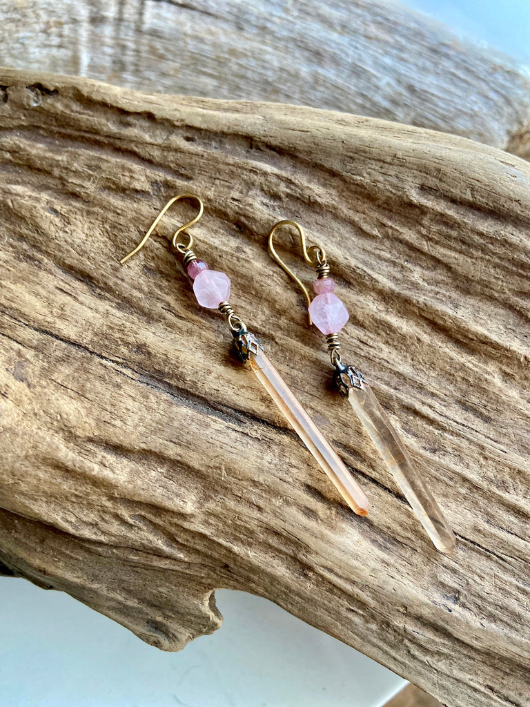 PINK LEMURIAN QUARTZ EARRINGS