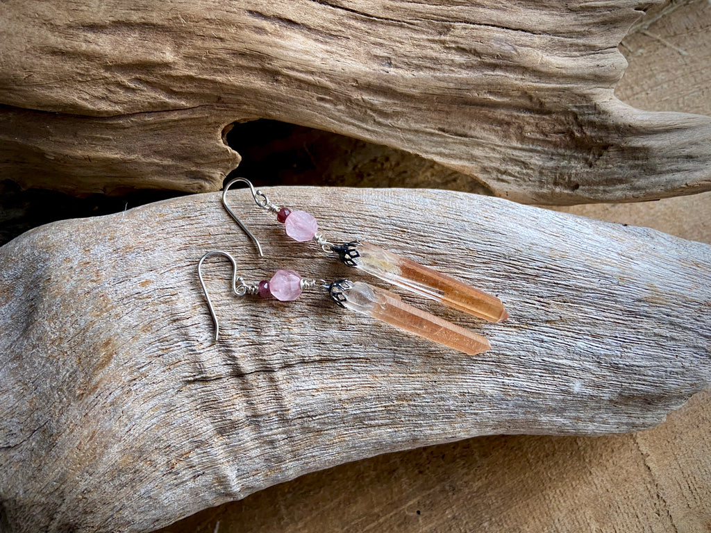 PINK LEMURIAN QUARTZ EARRINGS