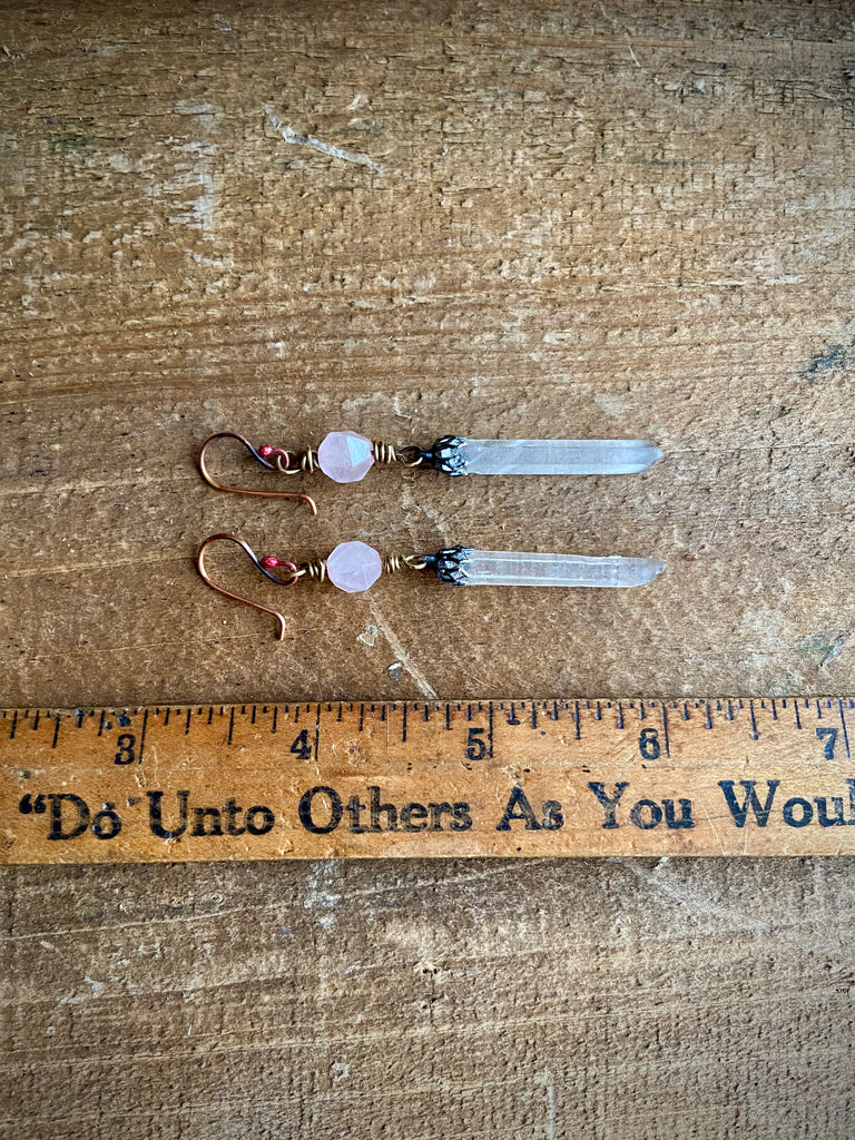 CLEAR LEMURIAN QUARTZ EARRINGS