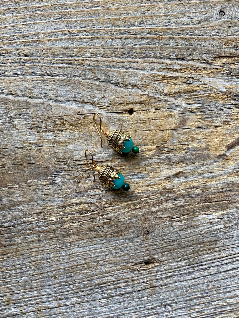 AMAZONITE EARRINGS GOLD