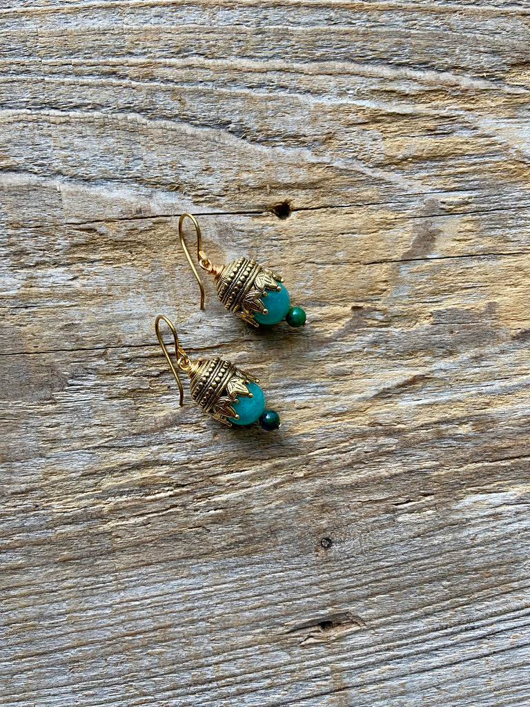 AMAZONITE EARRINGS GOLD