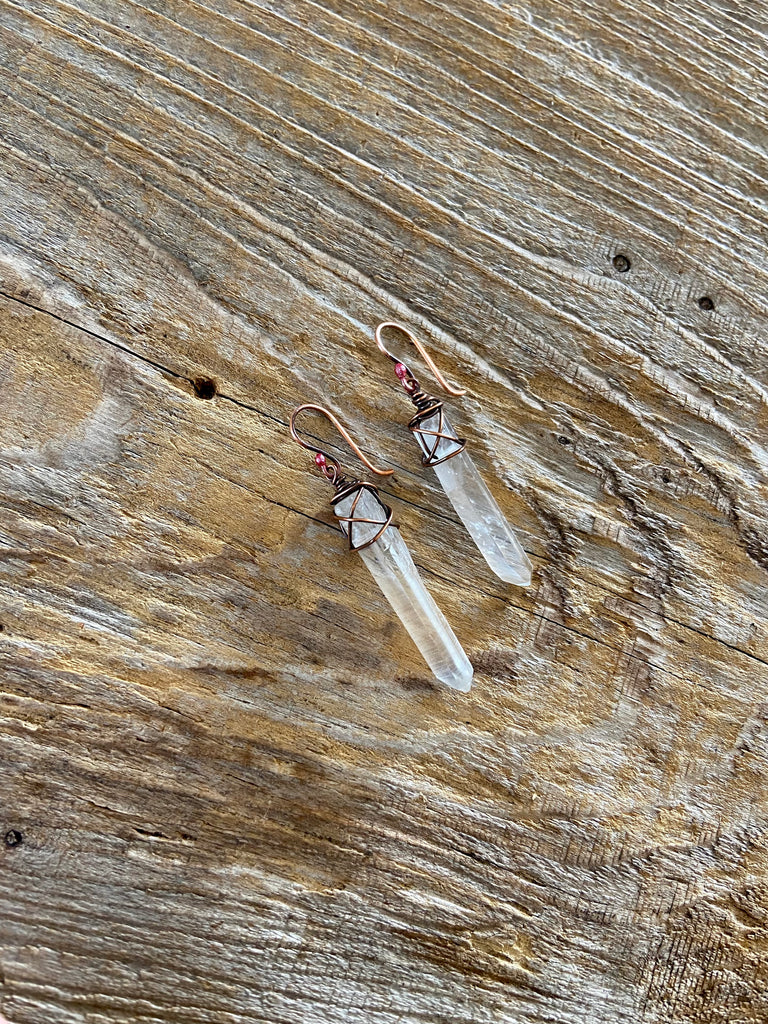 CRYSTAL QUARTZ EARRINGS COPPER