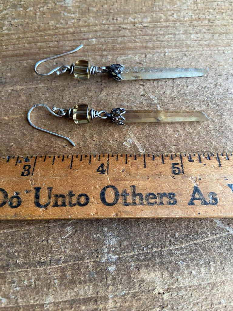 GOLDEN TIBETAN QUARTZ EARRINGS