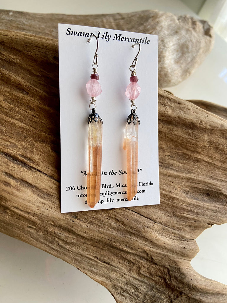 PINK LEMURIAN QUARTZ EARRINGS