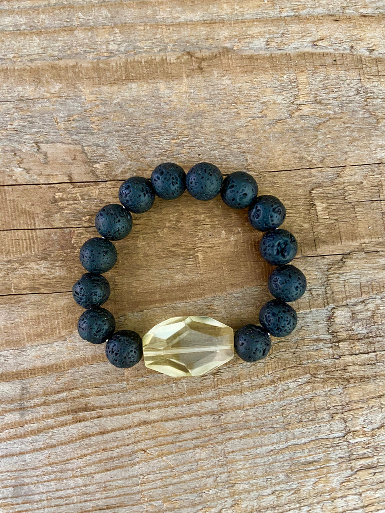 LEMON QUARTZ ~ LAVA ROCK BRACELET