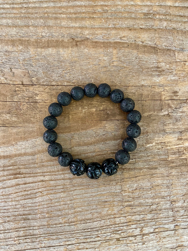 BLACK ONYX ~ LAVA ROCK BRACELET