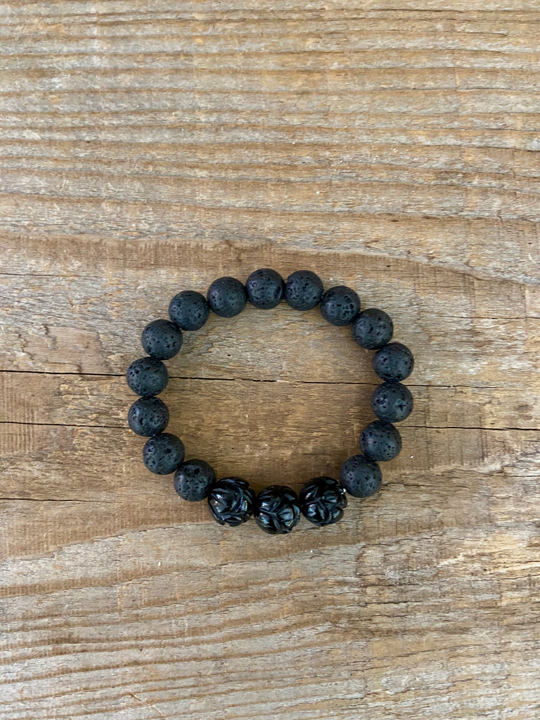 BLACK ONYX ~ LAVA ROCK BRACELET