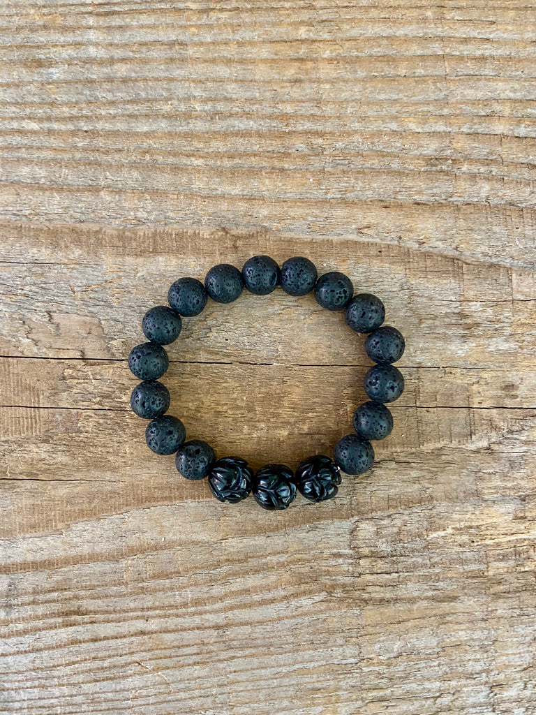 BLACK ONYX ~ LAVA ROCK BRACELET