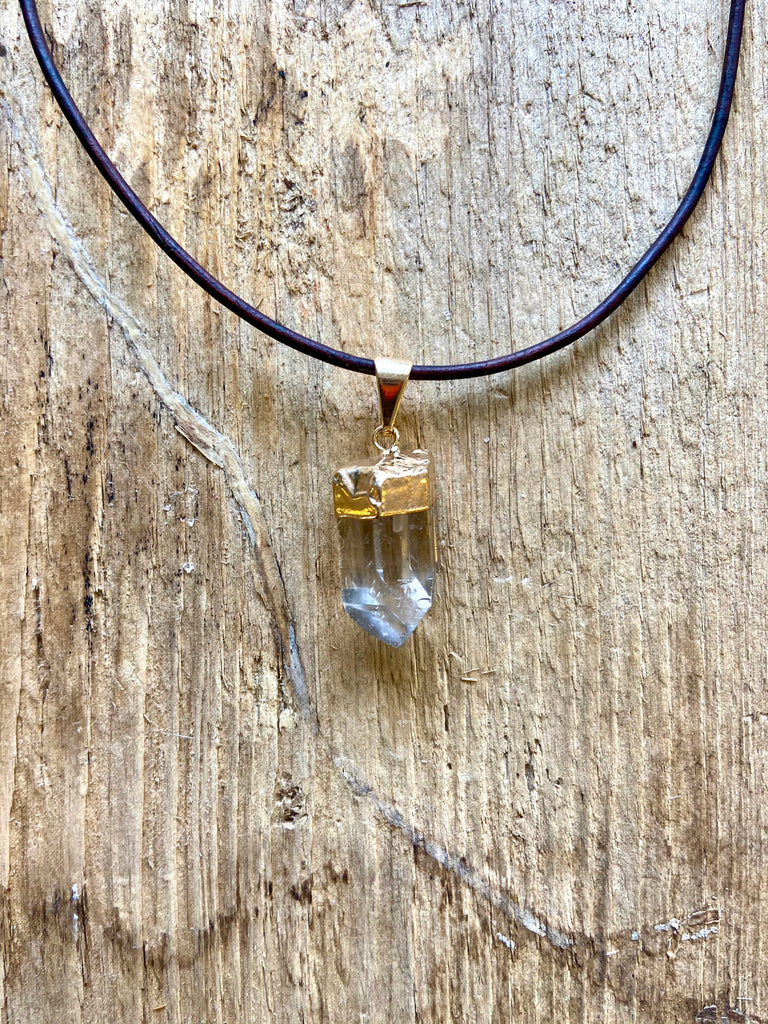 Crystal Quartz Necklace Gold