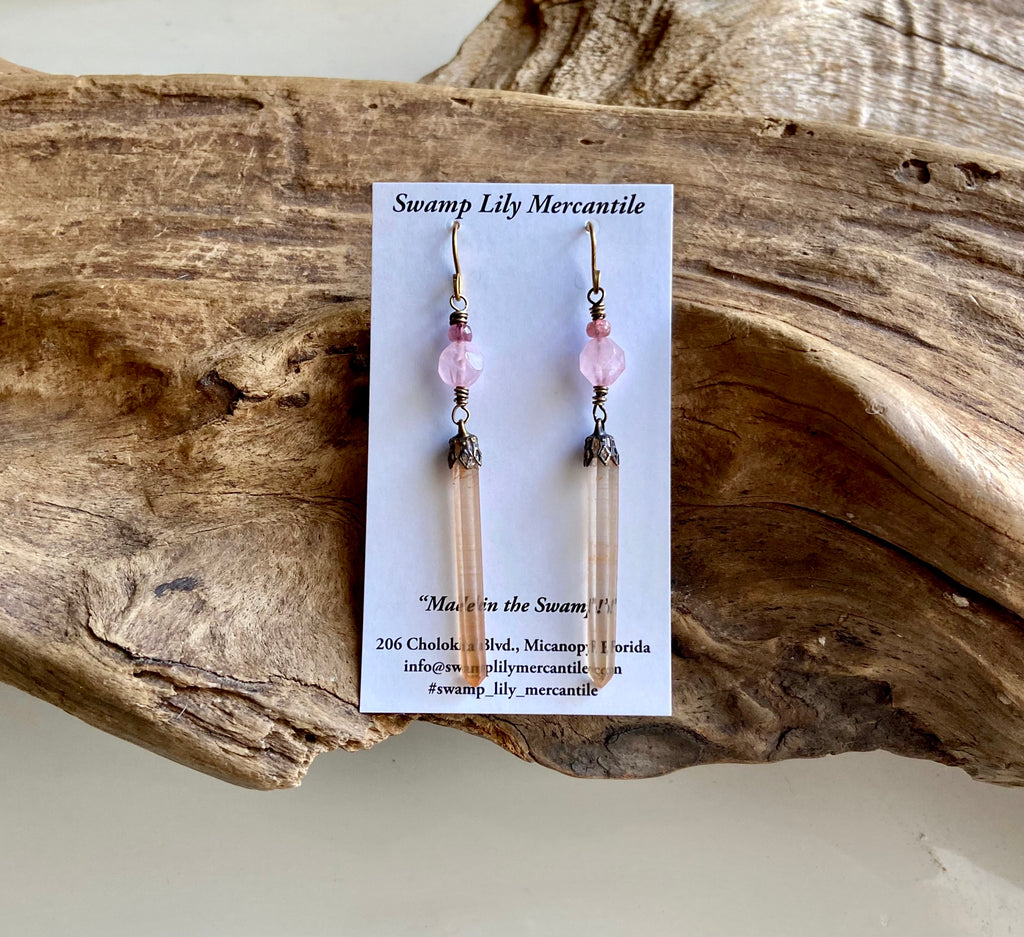 PINK LEMURIAN QUARTZ EARRINGS