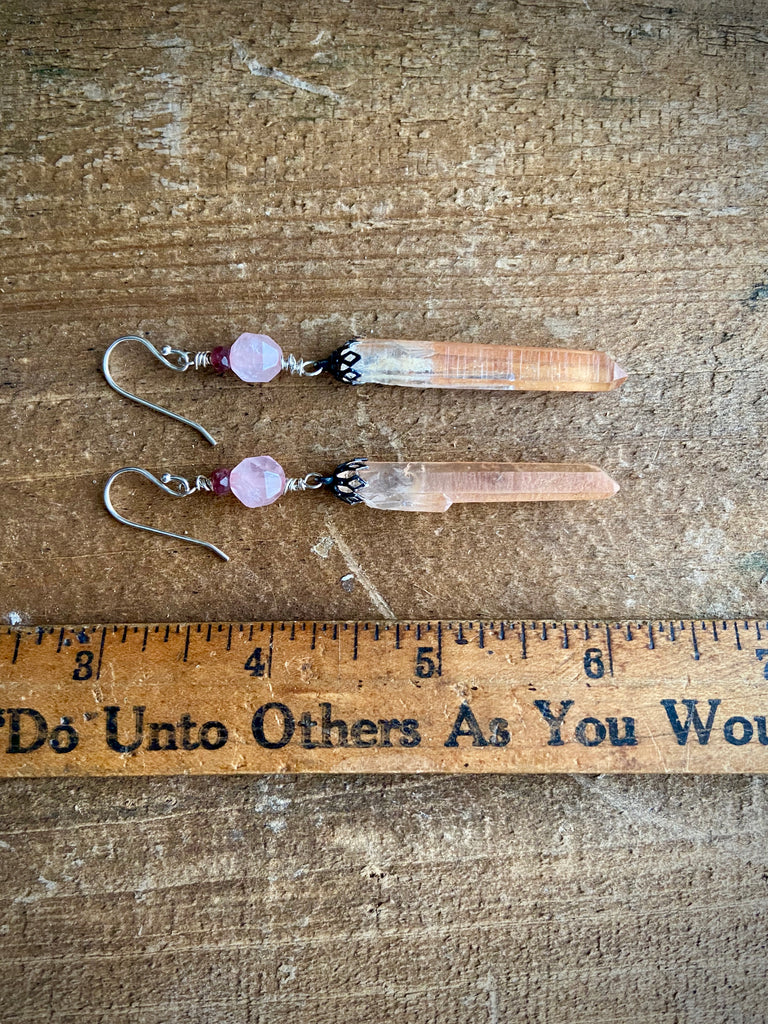 PINK LEMURIAN QUARTZ EARRINGS