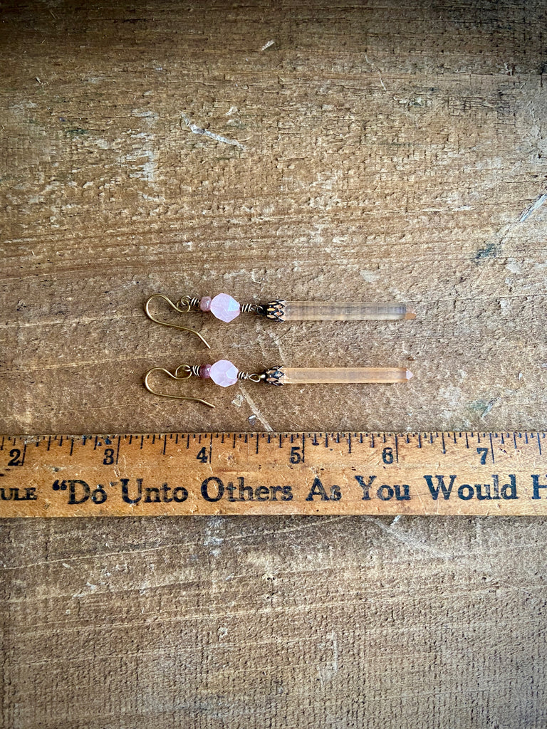 PINK LEMURIAN QUARTZ EARRINGS