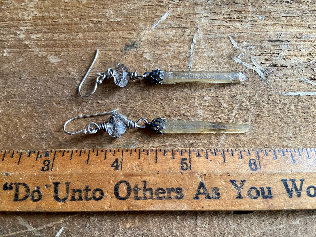 GOLDEN TIBETAN QUARTZ EARRINGS