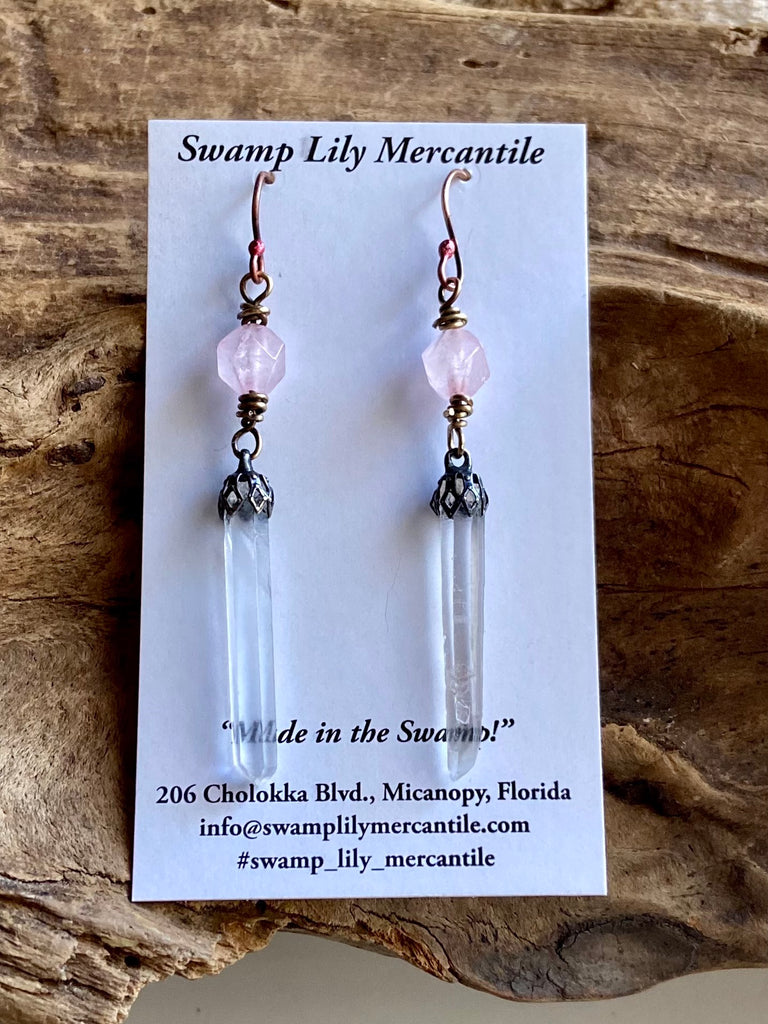 CLEAR LEMURIAN QUARTZ EARRINGS