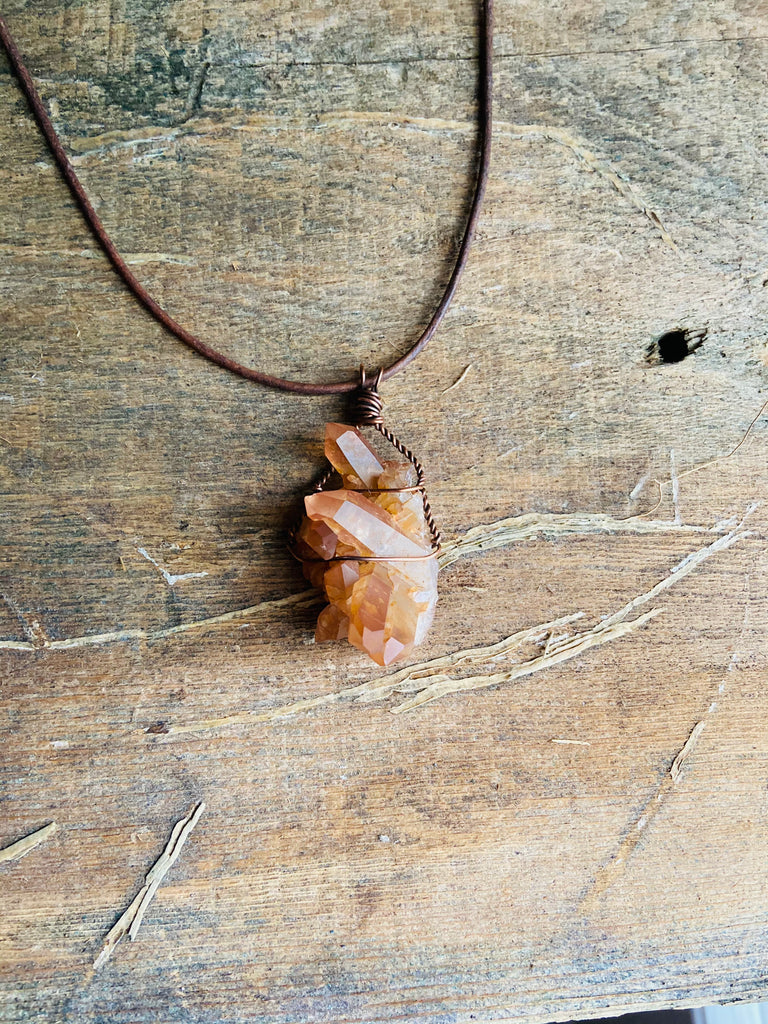 Fire Quartz Cluster Necklace