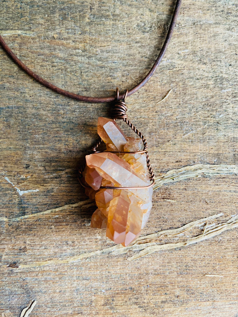 Fire Quartz Cluster Necklace