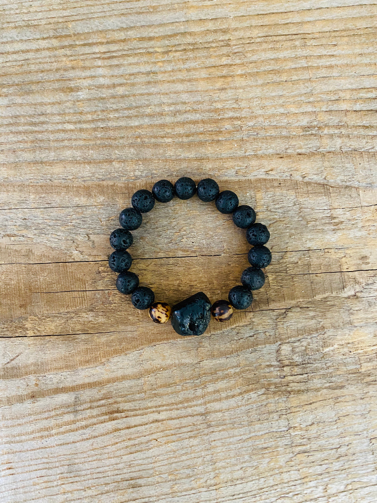 LAVA ROCK ~ BLACK TOURMALINE BRACELET