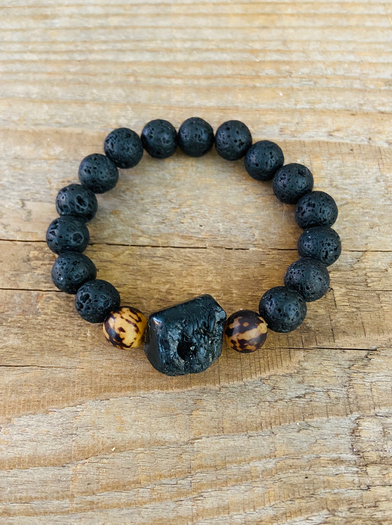 LAVA ROCK ~ BLACK TOURMALINE BRACELET