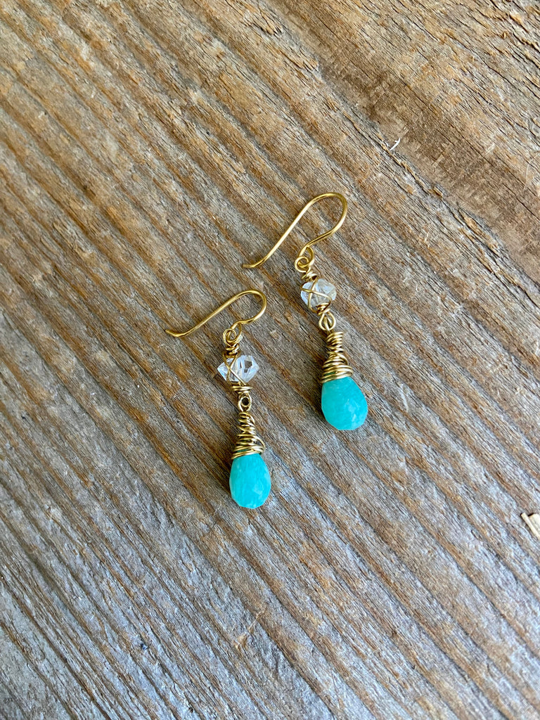 HERKIMER DIAMONDS AMAZONITE EARRINGS