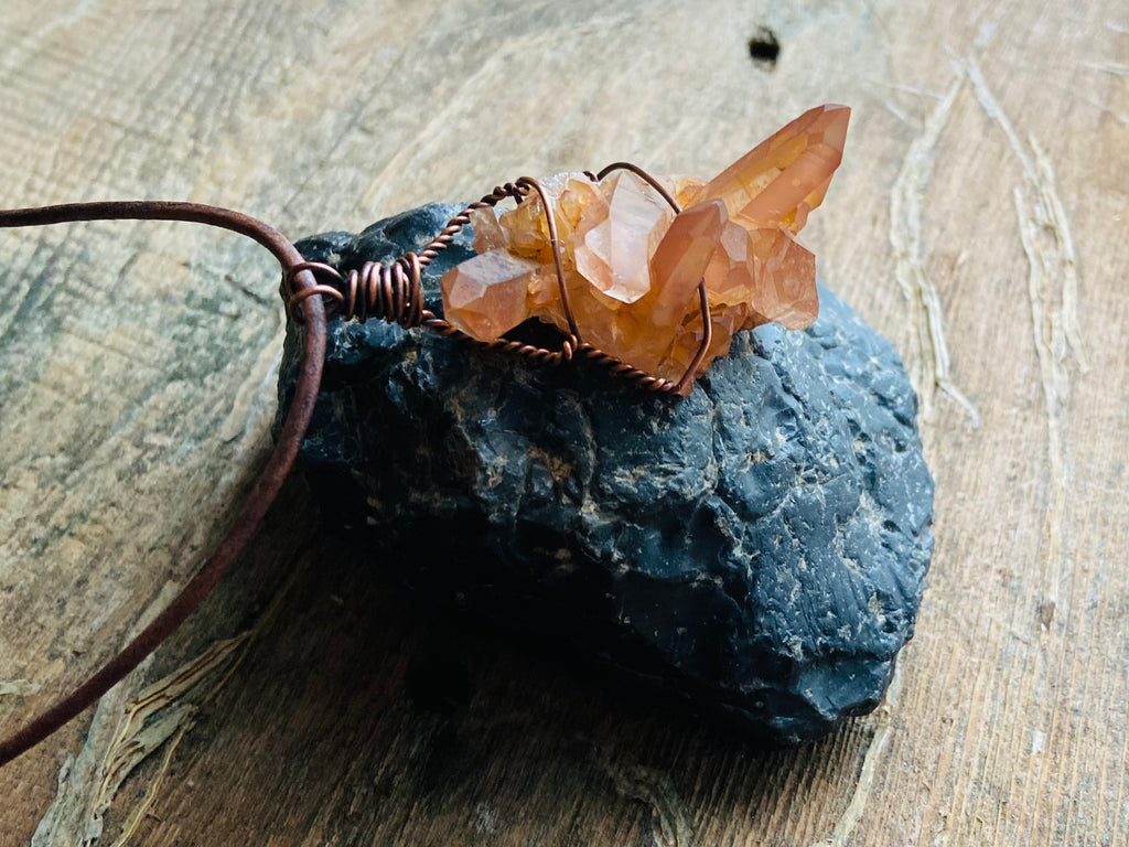 Fire Quartz Cluster Necklace