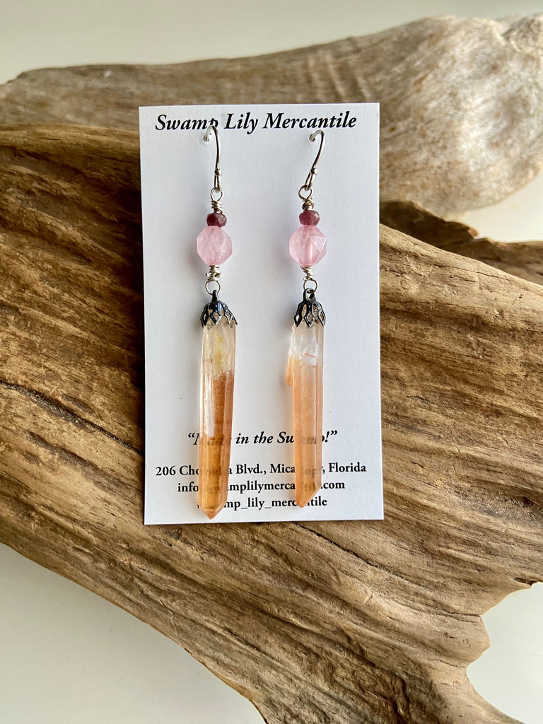 PINK LEMURIAN QUARTZ EARRINGS